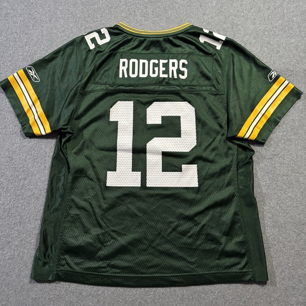 Women's Large VTG Aaron Rodgers #12 Green Bay Packers Reebok On Field NFL Jersey